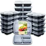 Enther Meal Prep Containers with Lids 3 Compartment Food Storage Bento BPA Free