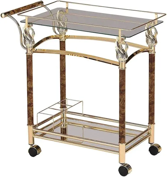 Acme Helmut Serving Cart - Clear Glass/Gold Plated