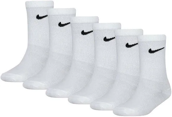 Nike Kids Black 6 Pairs Crew Socks Dri Fit XS 10C-3Y UN0030 023 New With Tags