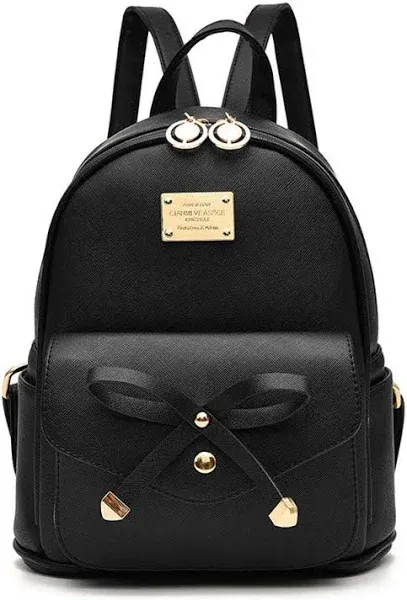 I IHAYNER Girls Bowknot Cute Leather Backpack Mini Backpack Purse for Women - Beige