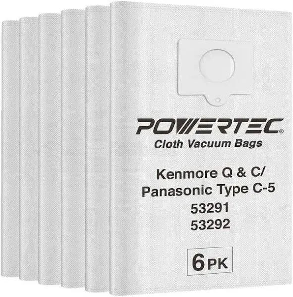 POWERTEC 75053 HEPA Cloth Vacuum Bag Replacement for Kenmore Q & C Style Vacuums ...