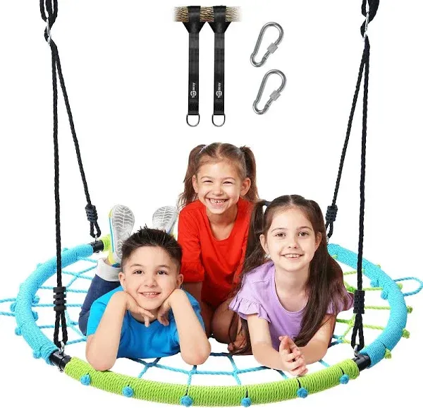 Trekassy 750 Lb Spider Web Saucer Swing 40 Inch For Tree Kids With Steel Frame