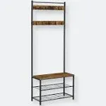 VASAGLE Industrial Coat Rack Hall Tree Entryway Shoe Bench Storage Shelf