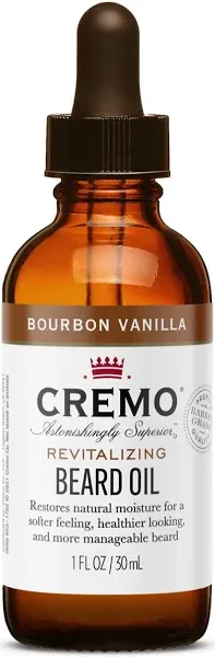 Cremo Beard Oil, Bourbon Vanilla, 1oz, Size: 1 fl oz, Brown