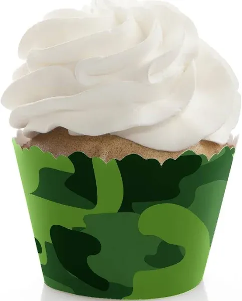 Big Dot of Happiness Camo Hero - Army Military Camouflage Party Decorations - Party Cupcake Wrappers - Set of 12