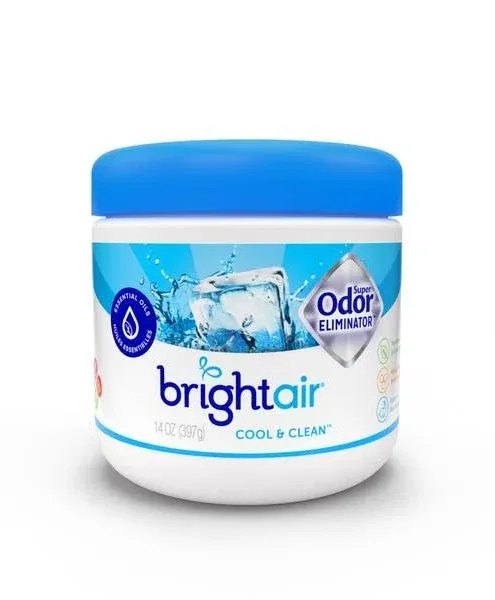 BRIGHT Air Super Odor Eliminator, Cool & Clean, Blue, 14oz, 6/Carton