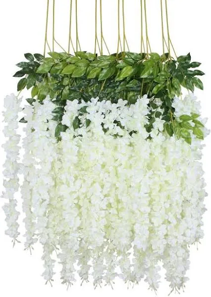 12 Piece Artificial Silk Wisteria Vine 3.6 Feet Ratta Hanging Flower Garland Str