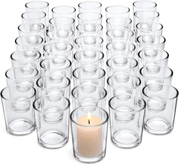 Letine Tealight Glass Votive Candle Holders Set of 12- Clear NEW in Box