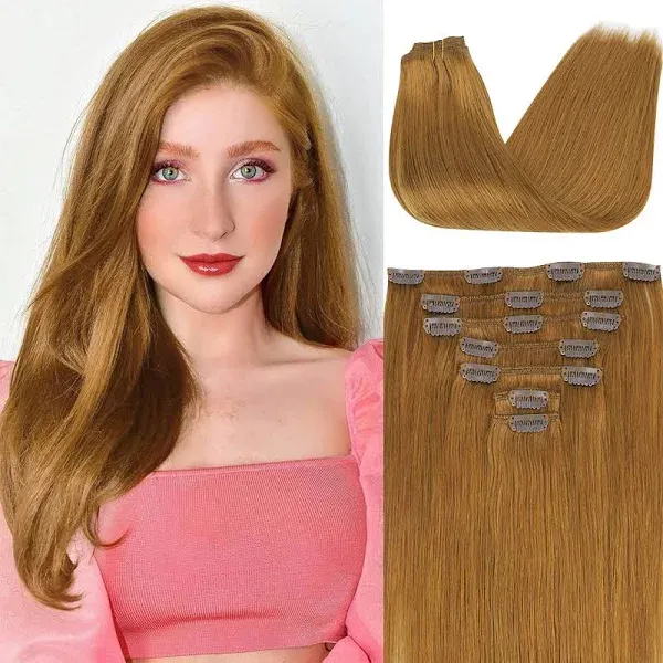 GOO GOO Hair Extensions Clip in Human Hair, Straight Clip in Hair Extensions