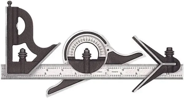 Starrett 9-12-4R Combination Square Set, Regular Blade, 12"