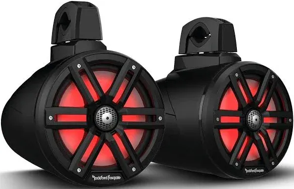 Rockford Fosgate M2 8" Color Optix Black Marine 2-Way Horn Wake Tower Speakers (Pair) - M2WL-8HB