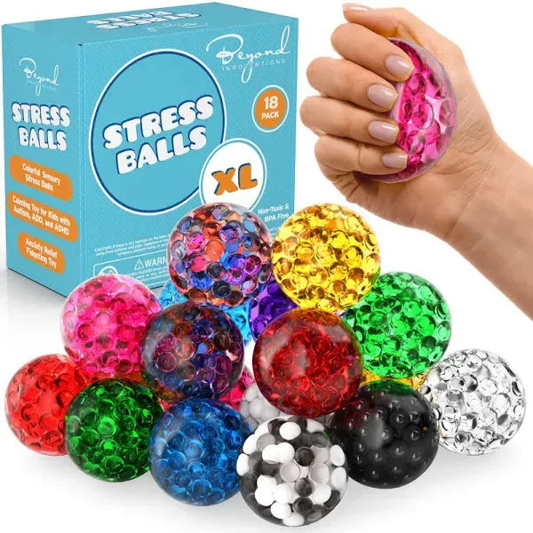 18 Pack Premium Stress Balls - Sensory Ball, Squishy Balls - Anxiety Relief