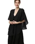 Hotshawl Womens Chiffon Shawls and Wraps, Wedding Party Shawl Scarf for Evening Dresses (Black)