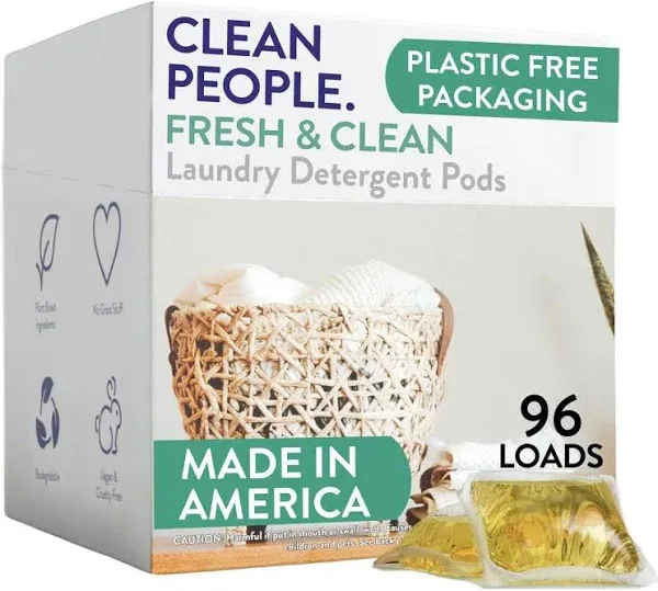 The Clean People Laundry Detergent Pods - Hypoallergenic Laundry Pods - Ultra Concentrated, Recyclable Packaging, Stain Fighting - Sweet Petals, 32 Pack