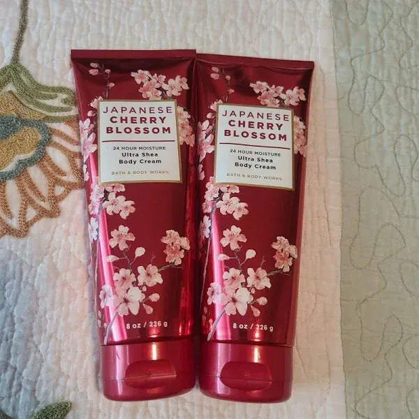 2-pk Bath &amp; Body Works JAPANESE CHERRY BLOSSOM Lotion &amp; Ultra Shea Cream 8oz ea