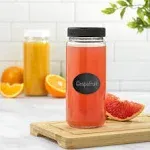 JoyJolt Glass Juice Bottles, 16 oz Glass Bottles with Caps. Set of 8 Juice Containers with Lids for Fridge, and Labels for Juice Jars. Glasses for Juice, Cold Brew Bottles, Smoothie Jars