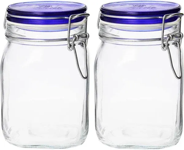 Bormioli Rocco Fido Collection, 2 Pack, 33Â¾ Oz. Food Storage Glass Jars, Airtig