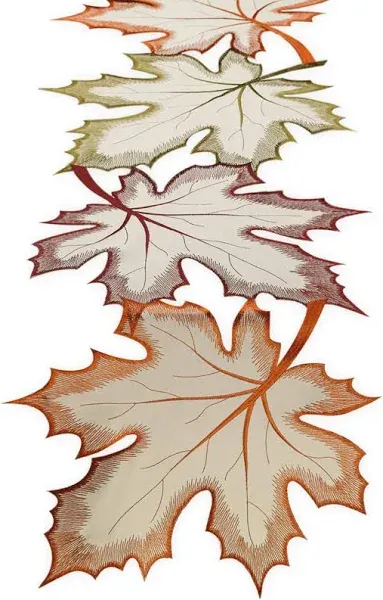 DII Embroidered Maple Leaves Table Runner