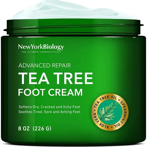 New York Biology Tea Tree Oil Foot Cream for Dry Feet Athletes Foot Nail Fu