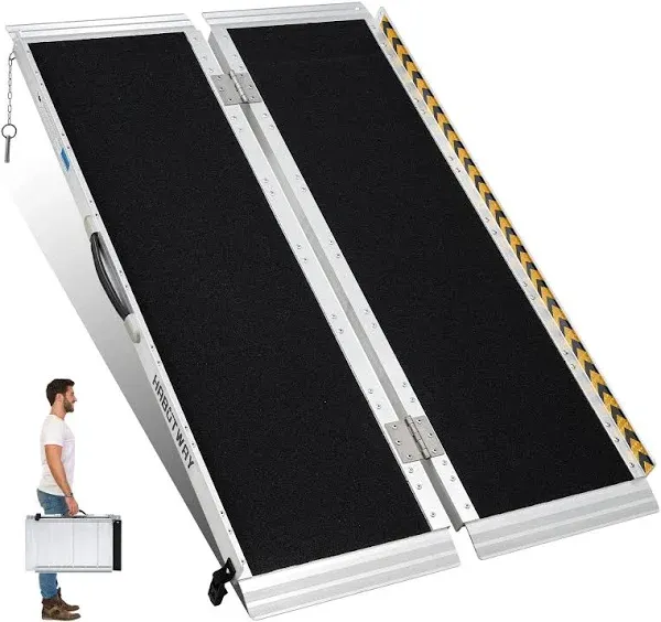 Portable Wheelchair Ramp Non-Slip Aluminum Folding Handicap Ramp Up To 800Lbs