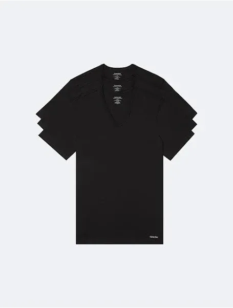 Calvin Klein Men's 100% Cotton T-Shirt Packs 3 BLACK