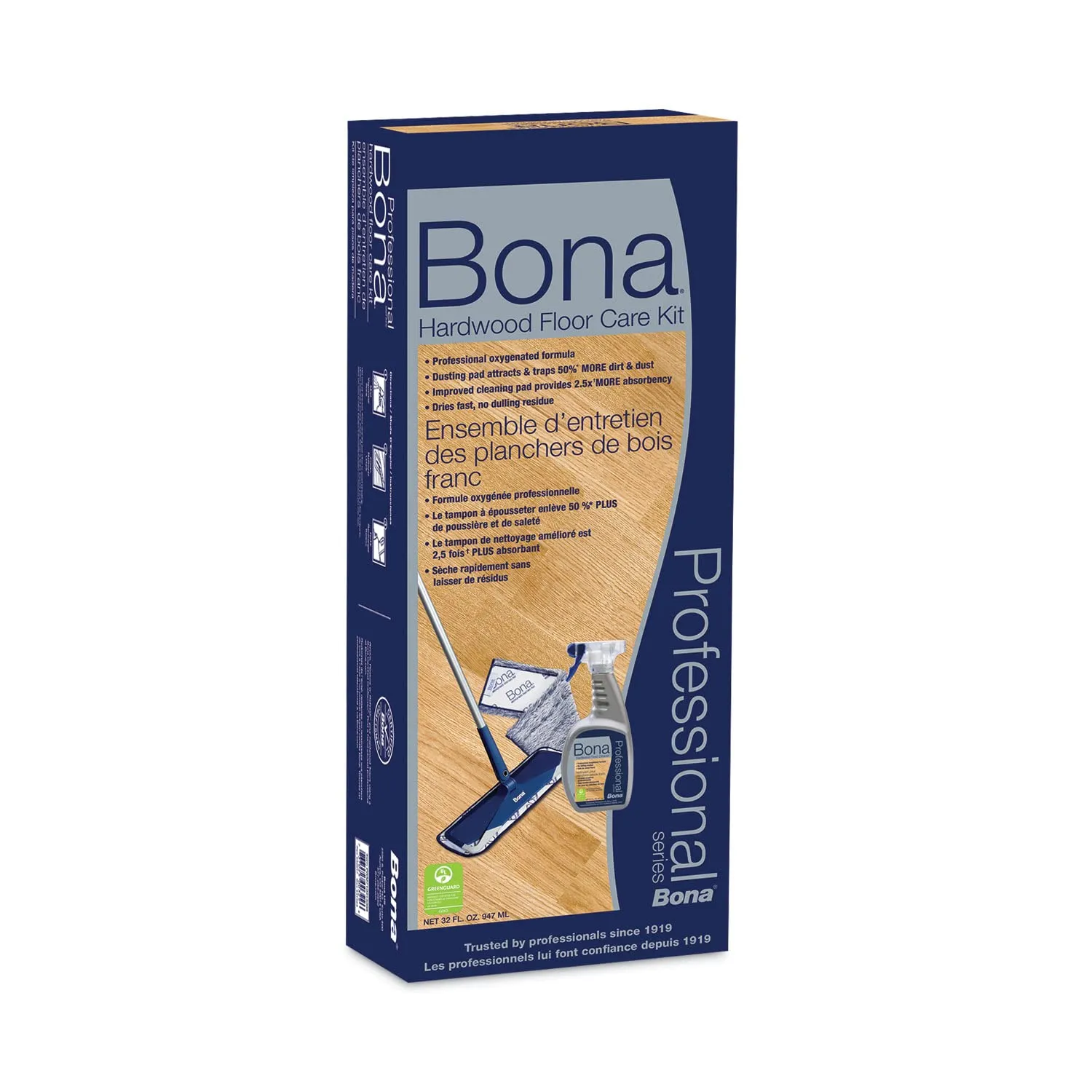 Bona WM710013398 Hardwood Floor Care Kit, 15&#034; Head, 52&#034; Handle, Blue GENUINE