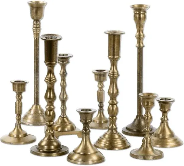 10 Piece Koyal Wholesale Mixed Taper Candle Holders Vintage Gold