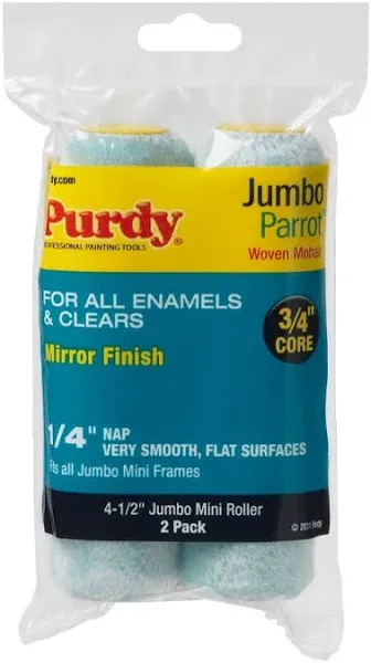 Purdy Parrot Mohair Blend 6.5 in.   W X 1/4 in.   S Mini Paint Roller Cover 2 pk