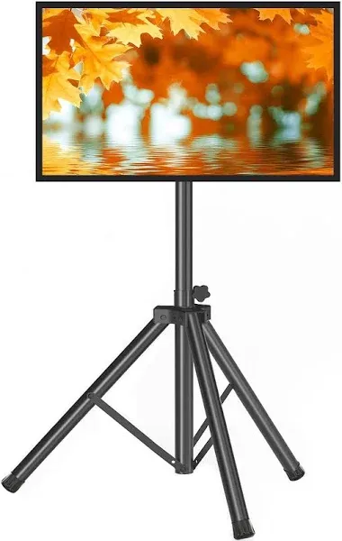 Tripod TV Stand 23-75 inch Flat Curved Screen 100 lbs Outdoor Stand w 15° Tilt