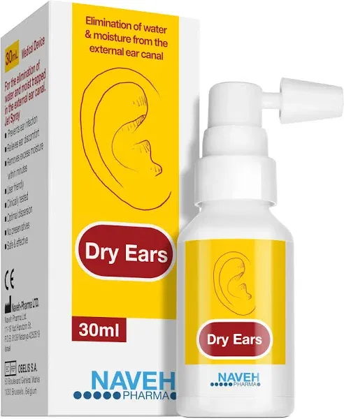 NAVEH PHARMA Dry Ears -Swimmers Ear Drops Spray - Ear Drying Drops for Swimmers Adults and Kids/Remove Water Trapped in Ears and Hearing Loss (1 Fl Oz)