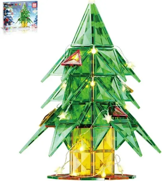 PicassoTiles 106 Pieces Christmas Tree Magnet Building Tiles