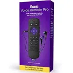 Roku Voice Remote Pro Rechargeable Voice Remote with TV Controls, Lost Remote Finder, Private Listening, Hands-Free Voice Controls, and Shortcut