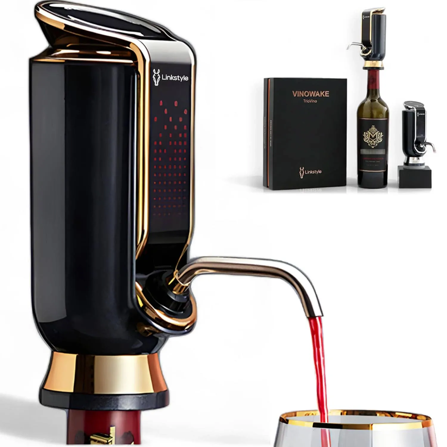 Linkstyle.life TRIOVINO 3-in-1 Electric Wine Aerator, Dispenser, and Vacuum Saver