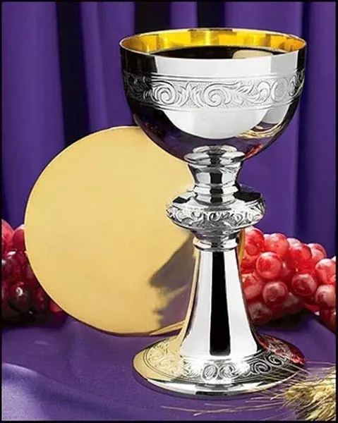 Christian Brands Church Altar Ornamented Chalice & Paten Set NS718