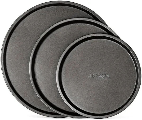 Bakkenmaster Bakken Swiss Pizza Tray Set 3-Piece Gray Coating Non-Stick