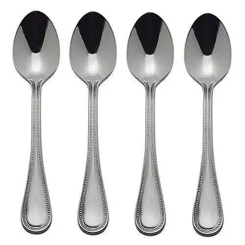 Set of 4 Towle 18/8 Stainless Steel BEADED ANTIQUE Teaspoons