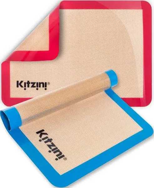 Kitzini Silicone Baking Mat Set. Non-Stick Silicone Mats for Baking. 2 Half Baking Sheets. BPA Free. Professional Grade Silicone Baking Sheet