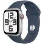 Apple Watch SE (2nd Generation) 40mm / Silver Aluminum Case with Storm Blue Sport Band - S/M / GPS + Cellular