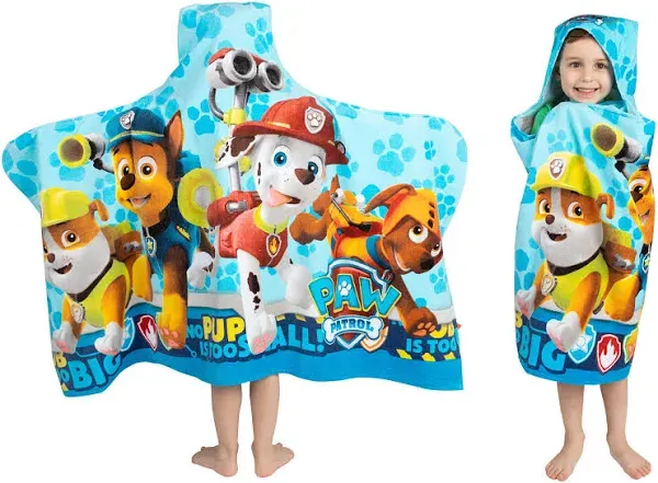 Paw Patrol Terry Hooded Towel Wrap, 24&#034; x 50&#034;, Blue - NEW