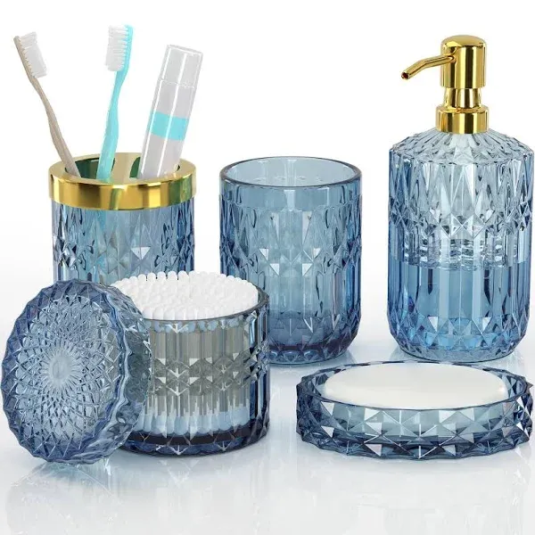 QIQU Blue Bathroom Accessories Set