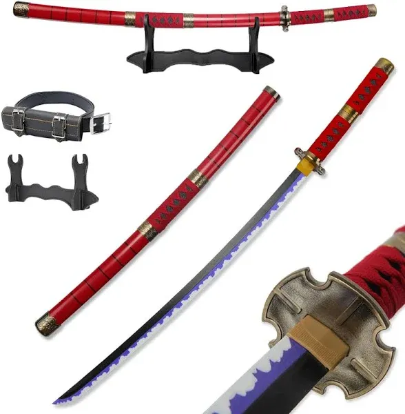 Forgemith Bamboo Anime Cosplay Swords：Roronoa Zoro/Kitetsu/Yama Enma/Trafalgar Law/Kozuki Oden/Edward Newgate,About 40.75/59 Inches,Anime Original Texture,for Role-Playing,Stage Performance and Gift