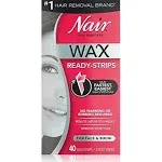 Nair Hair Remover Wax Ready Strips, Legs and Body Hair Removal Wax Strips, 40 