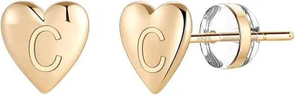 Hidepoo Girls' Heart Initial Stud Earrings