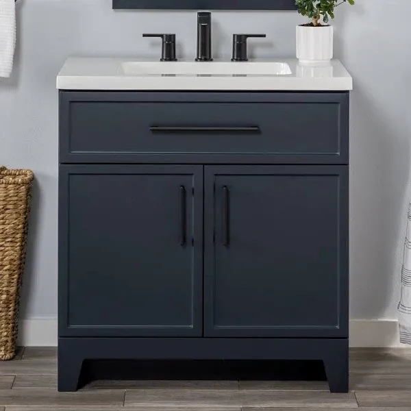 Style Selections Potter 30-in Gray Single Sink Bathroom Vanity with White Cultured Marble Top