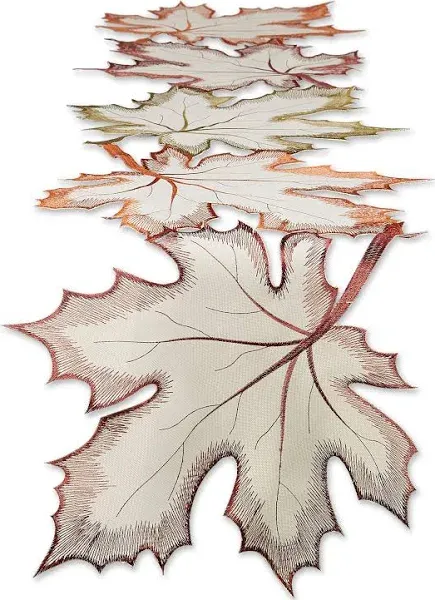 DII Embroidered Maple Leaves Table Runner