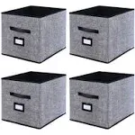 Extra Large Foldable Cloth Storage Cubes 4 Pack with Label Holders - Fabric S...