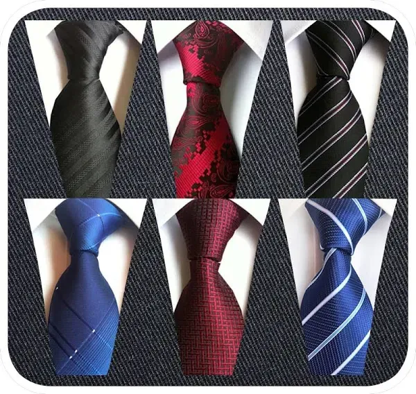 Adulove Men's Classic Silk Woven Jacquard Neck Tie (6 Pcs)