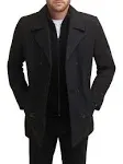 Kenneth Cole Men's Double Breasted Wool Blend Peacoat Black Size Small