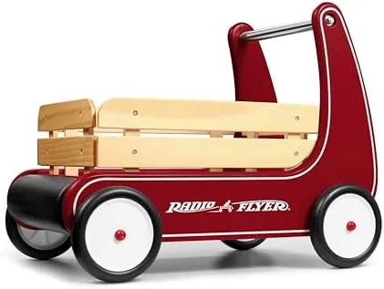 Radio Flyer Classic Walker Wagon Sit To Stand Toddler Toy Wood Walker Red