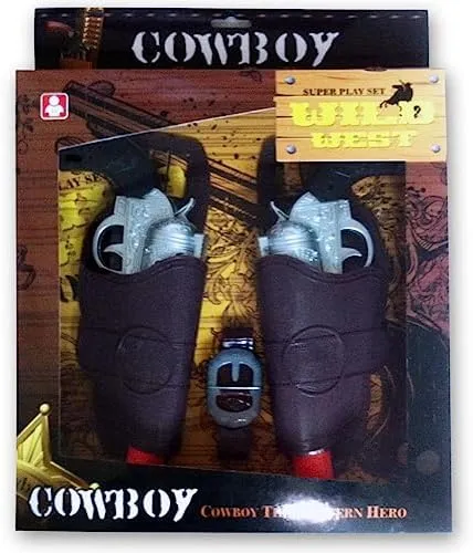 2 Pack: Kids Western Dual Cowboy Pistols, Belt and Holster Set - Battery Oper...